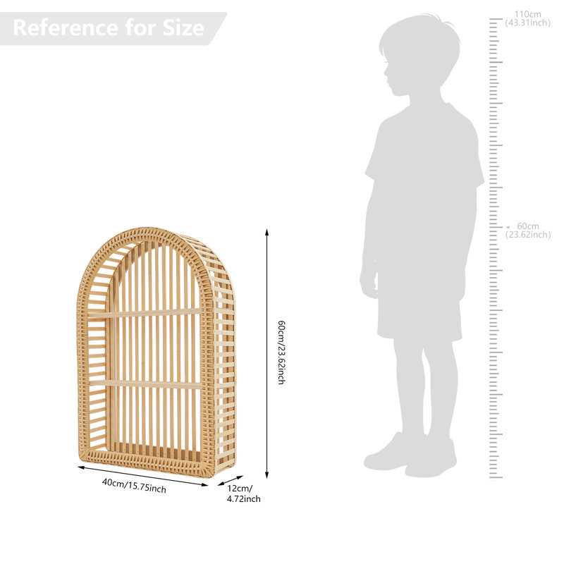 3 -Piece Arch Bamboo and Pine Solid Wood and Bamboo Tiered Shelf