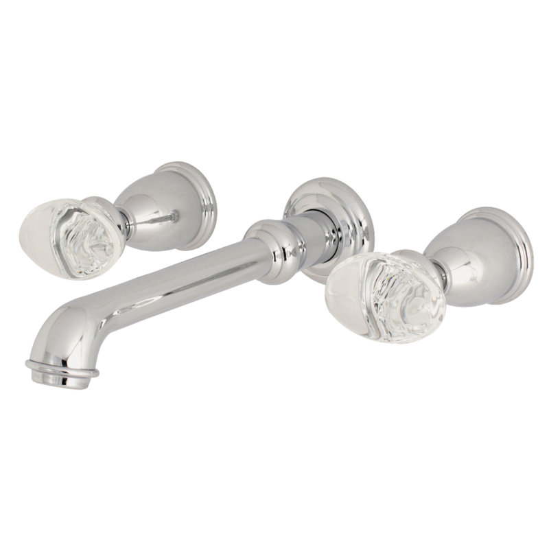 Kingston Brass Krystal Onyx Two-Handle 3-Hole Wall Mount Bathroom Faucet