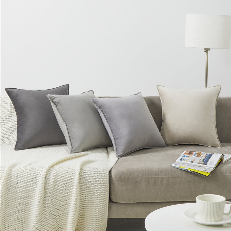 Velvet Reversible Pillow Cover, Gray, 18"H x 18"W