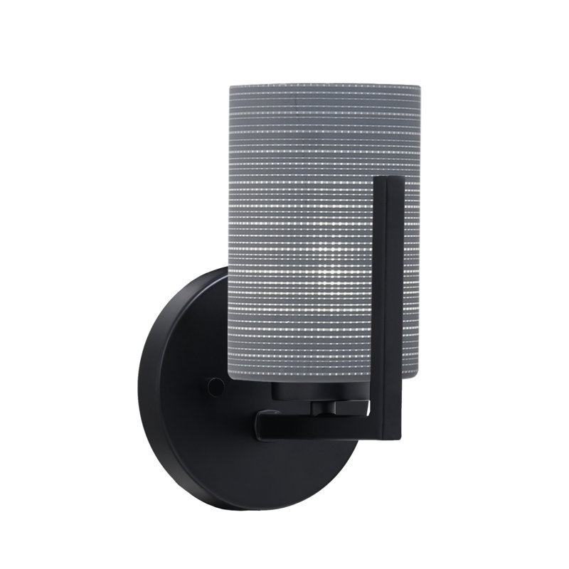 Dayberry Wall Sconce Shown With 4" Glass, Matte Black, Gray Matrix Glass