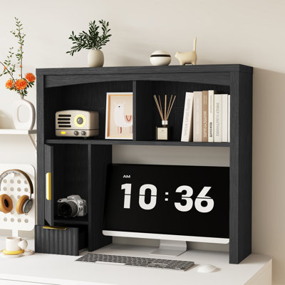 Desktop Bookshelf Desk Storage Hutch With 3 Open Cubbies