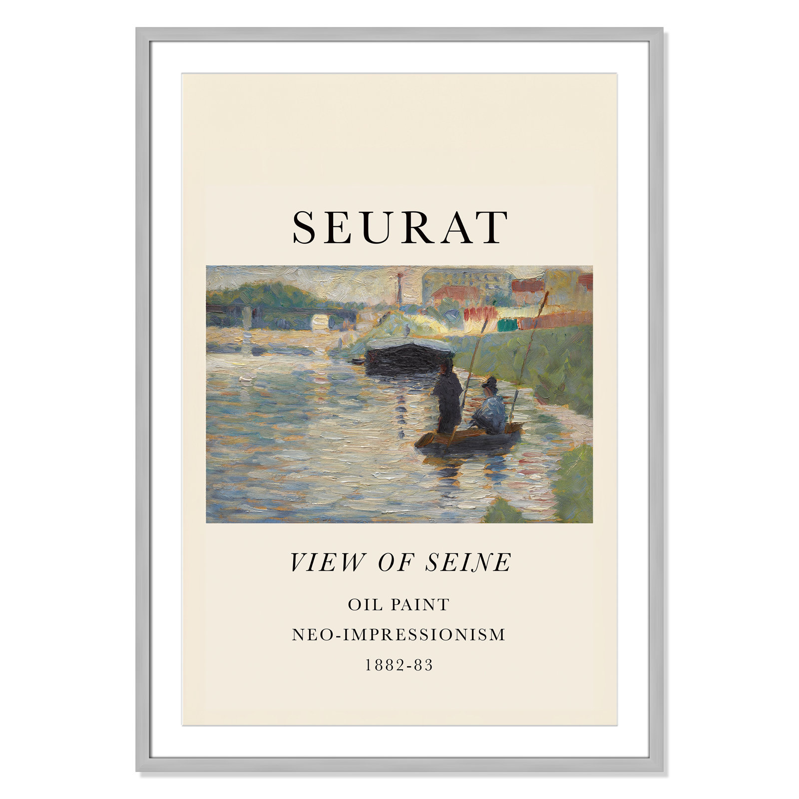 View Of Seine by Georges Seurat, Yes, 41.5" H x 29.5" W x 1.25" D, Silver Single Picture Frame