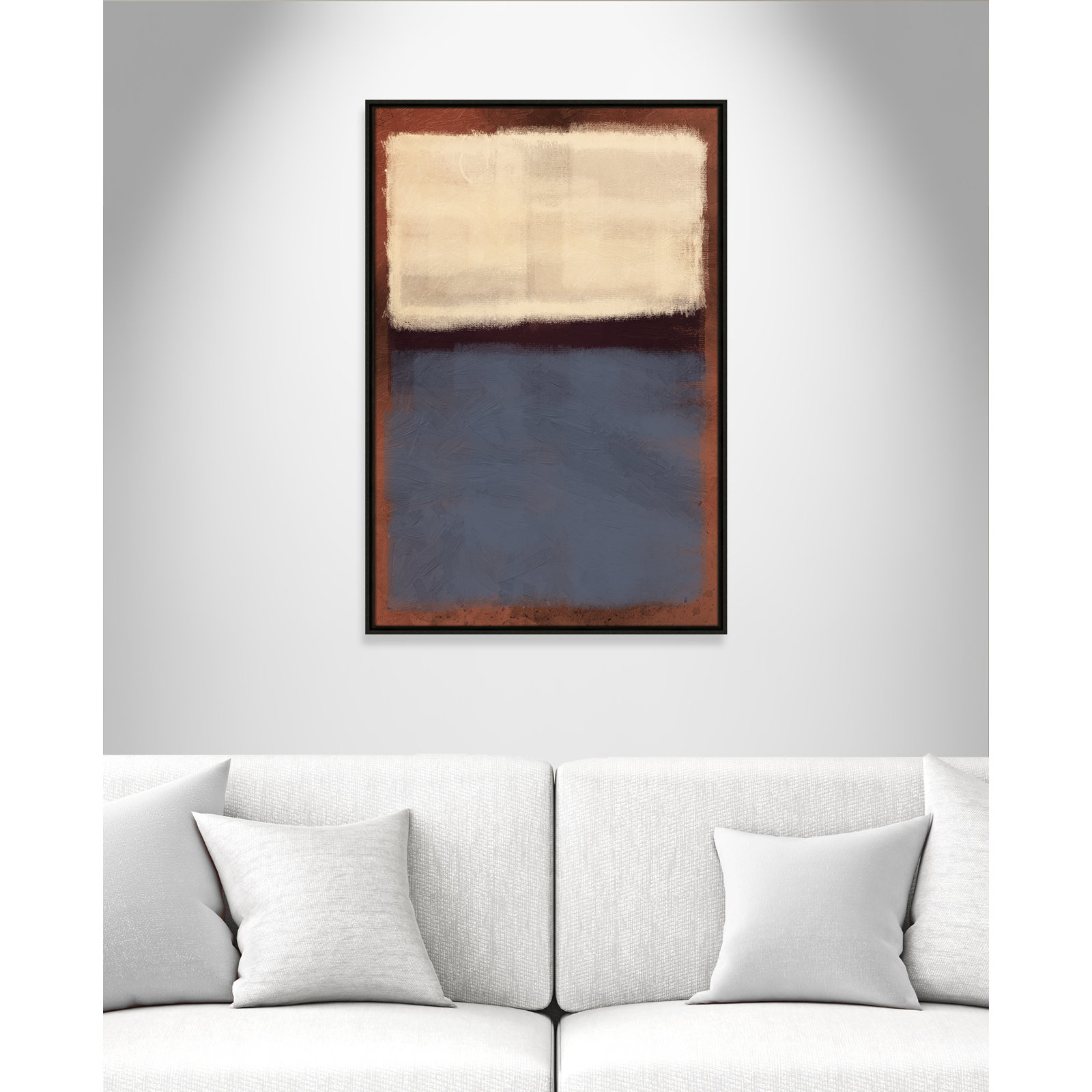Alabaster Burst - Floater Frame Painting on Canvas, Espresso Framed, 37.5" H x 25.5" W x 2" D