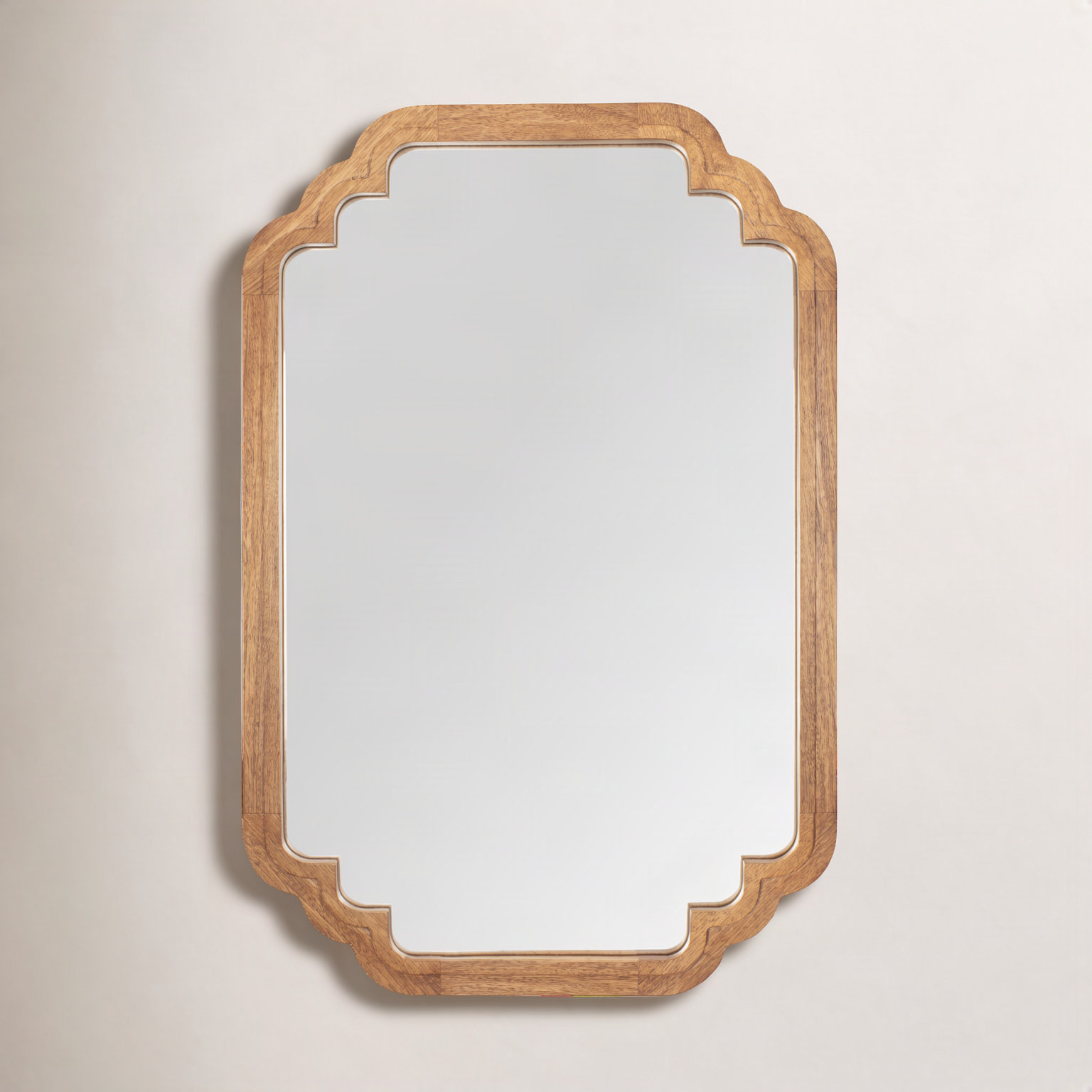 Veliko Solid Wood Accent Wall Mirror, Mid Tone Honey