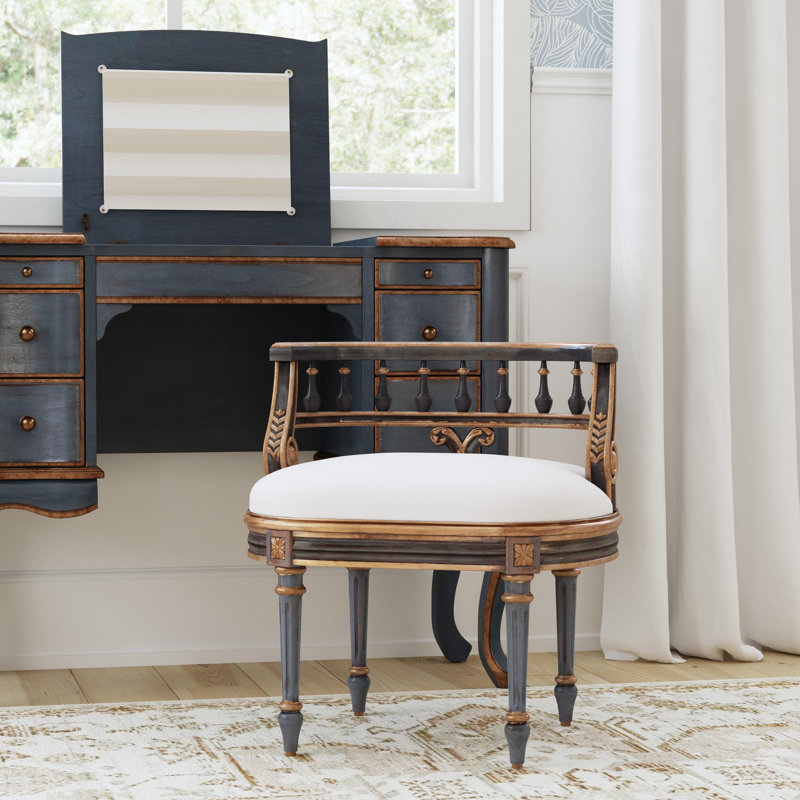 Tabouret de coiffeuse Danali, Bleu pastel