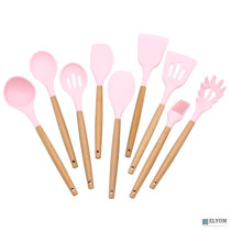 Gold Pink Kitchen Utensils Set 17 Pc Pink Silicone And Gold Cooking  Utensils Set