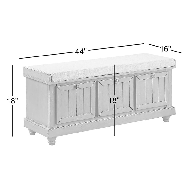 Oakham Linen Upholstered Storage Bench, Antique Gray