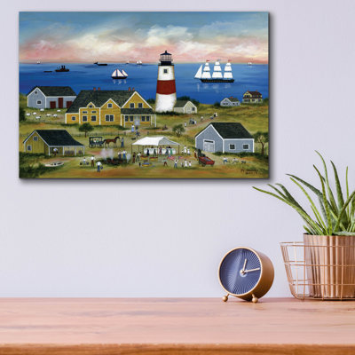  «Clambake At Sankaty Light (1)» par JL Munro, art mural en verre acrylique, 16 po x 12 po