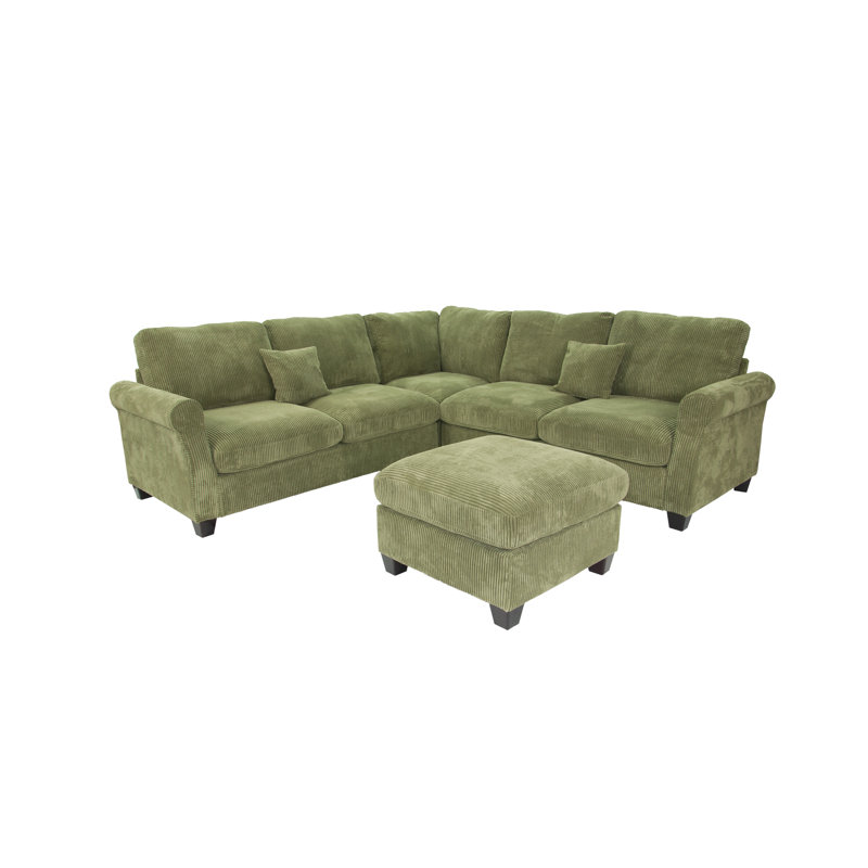 Canapé modulaire 4 pièces, Velours côtelé vert