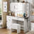 Greyden Vanity Set with Glass Top and Outlets-408503648