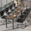  Table de conférence 79 po, table de réunion de bureau moderne avec cadre en métal (ensemble de 2)