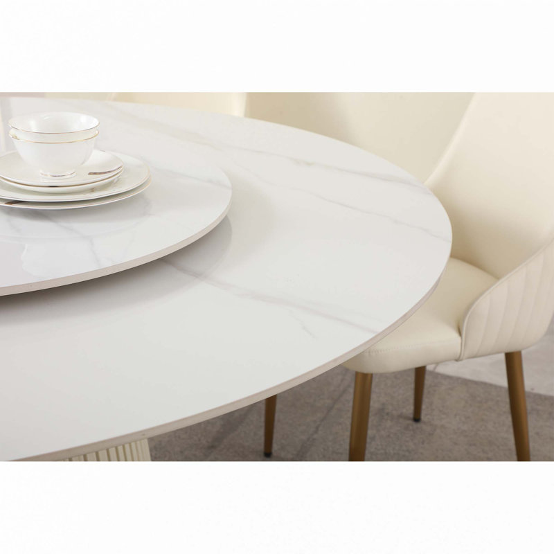 59"Sintered Stone Dining Table With 31.5" Round Turntable(Only Table)
