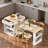Fluted Kitchen Island With Extendable Dining Table, Power Outlet,  Double-side Storage, 2 Drawers And 2 Side Open Shelves-2145709451