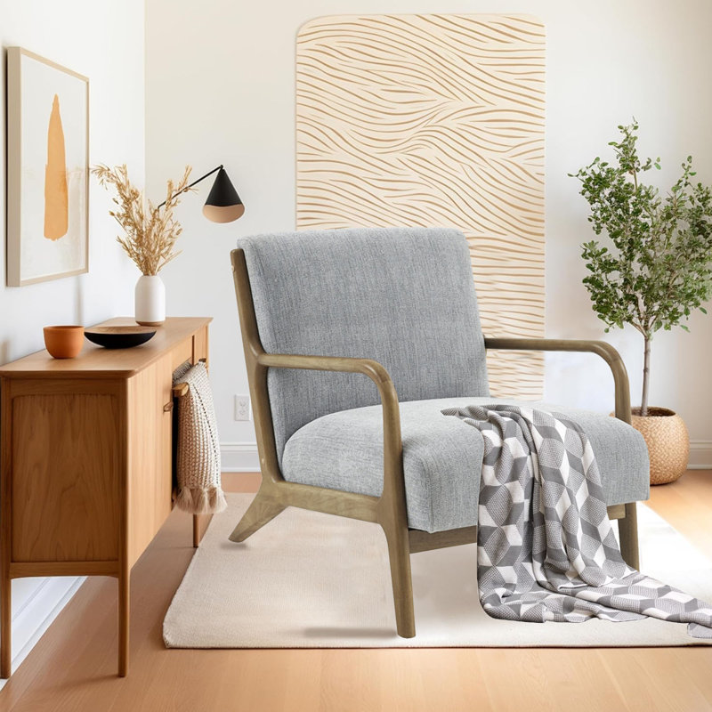 Fauteuil Leslea, Mélange de lin gris