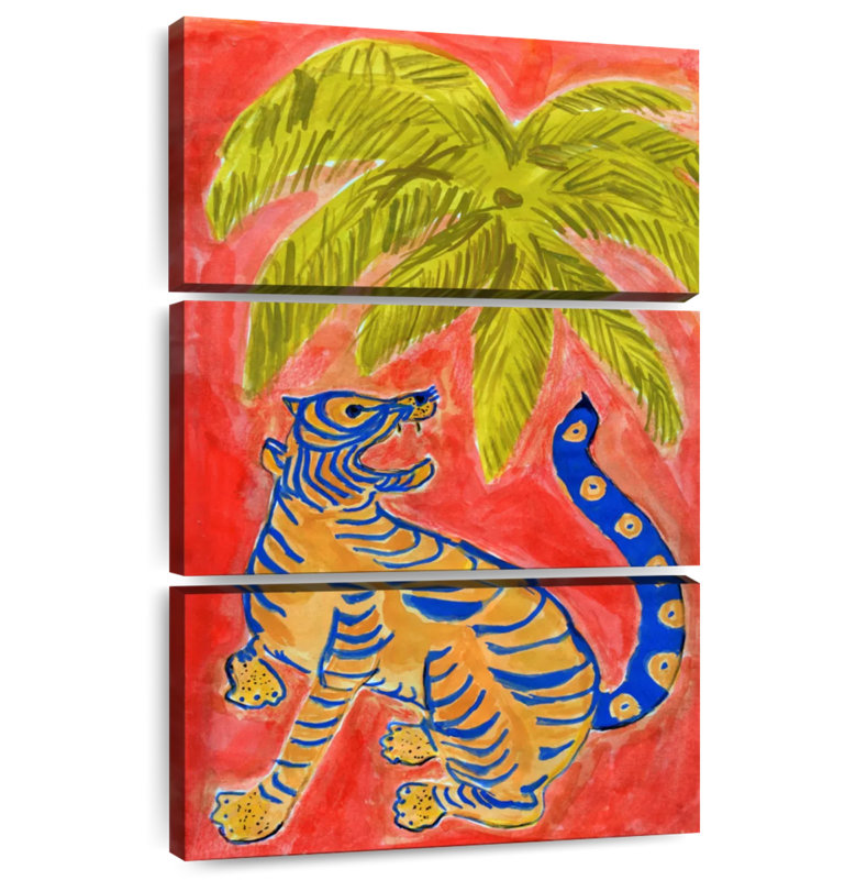 Brampt Tiger Under Palms, 38" H x 24" W