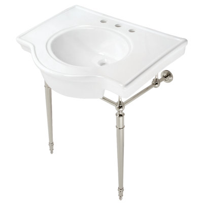 Kingston Brass Edwardian 31-Inch Ceramic Console Sink with Brass Legs (8-Inch, 3-Hole)