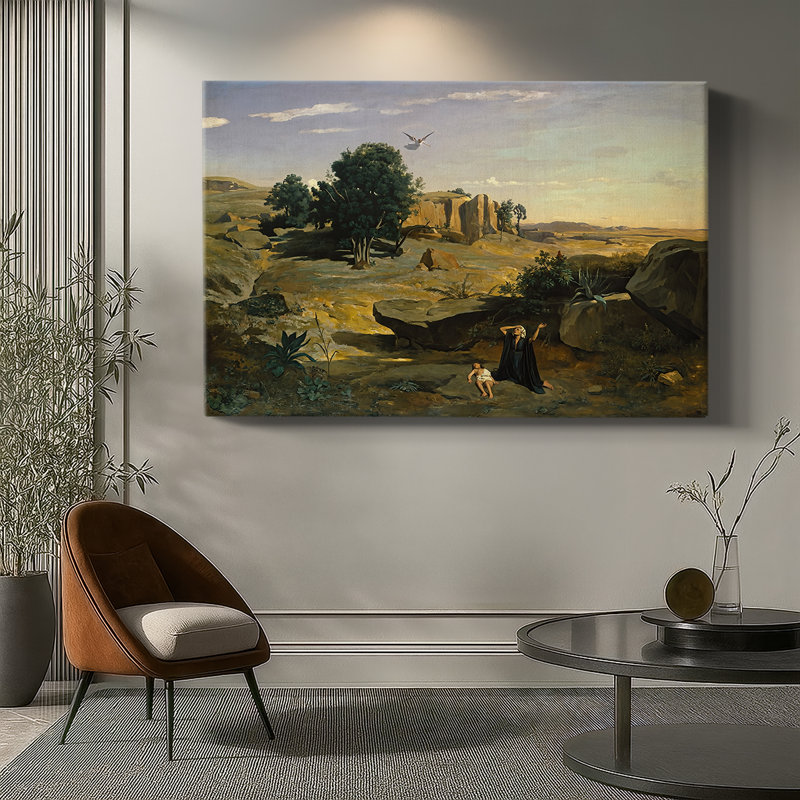 Jean "Hagar in the Wilderness (Hagar dans le désert)" - Art mural sur toile de qualité musée, 18 x 27