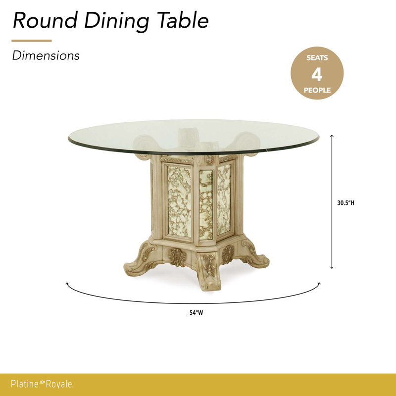  Platine de Royale 54" Round Glass Top Dining Table - Champagne, Champagne