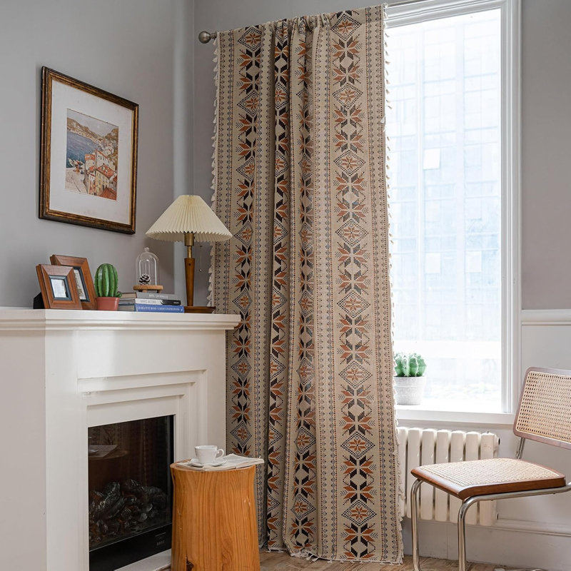 Rideau semi-transparent en polyester 2 panneaux Boho, L 52 po x L 96 po