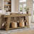 63" Console Table with Arched Legs, 2-Tier Large Farmhouse Entryway Table for Hallway, Living Room or Bedroom, Light Brown