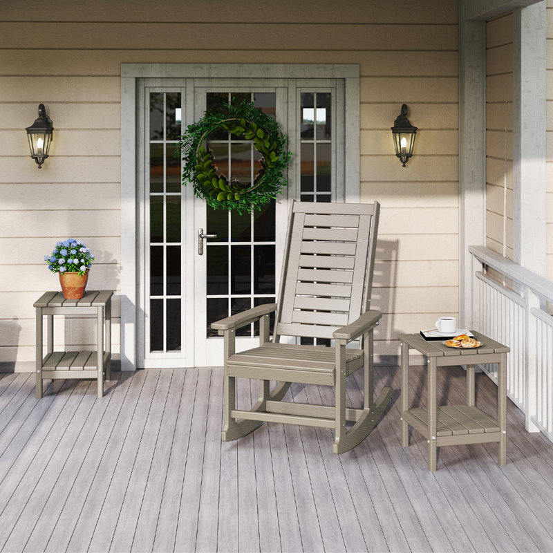 2-tier 14x13in HDPE Outdoor Adirondack Table, Wood