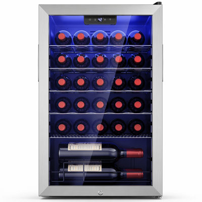 Simzlife 20-inch Wide 3.2 Cubic 30-bottle Wine Refrigerator, Freestanding Design, Suitable for Red Wine, White Wine and Champagne, With Temperature Control