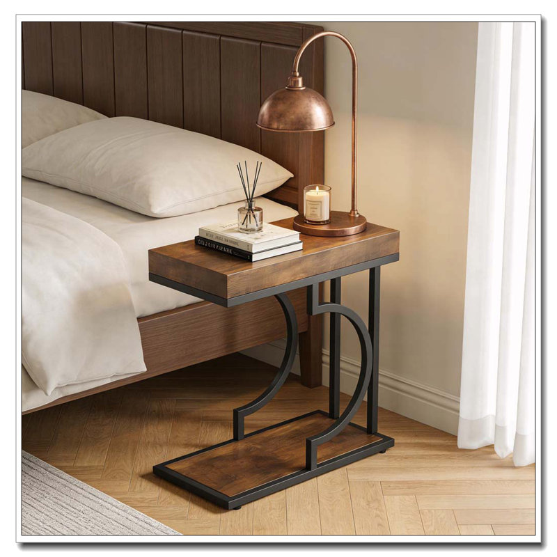 Table de chevet, table de bout, Noir et brun
