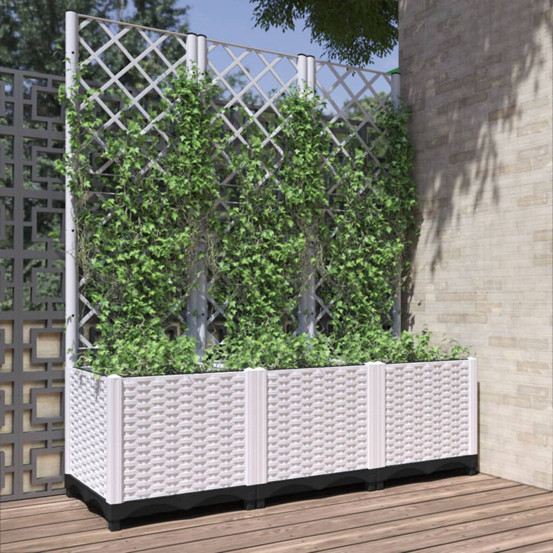 Latitude Run® Garden Planter With Trellis 47.2"X15.7"X53.5" PP, White, 53.5" H x 47.2" W x 15.7" D