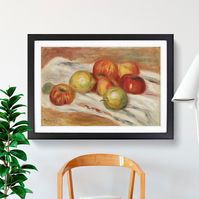 Still Life with Fruits Vol.3 by Pierre-Auguste Renoir - Picture Frame Painting, 48cm H x 65cm W x 2cm D, Black