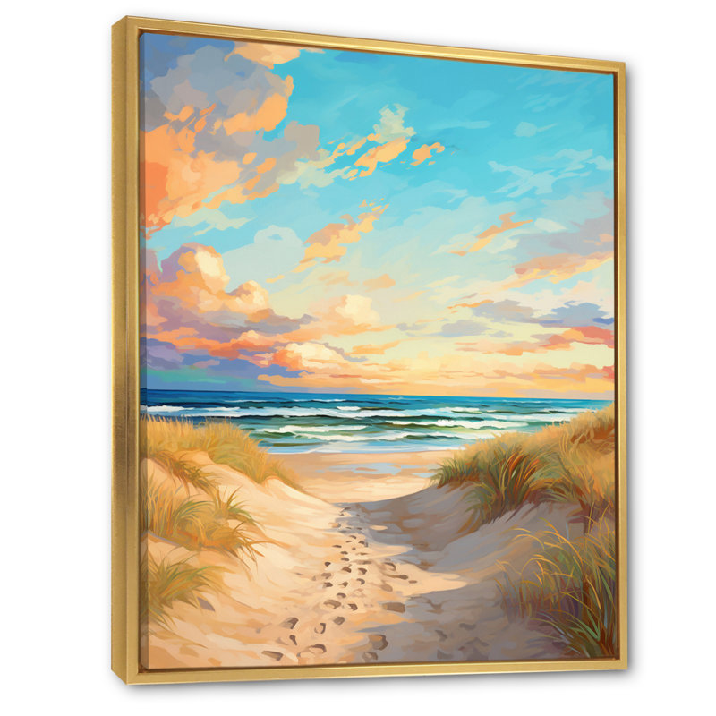 «Beach Tranquility Ocean In Spring», reproduction sur toile, H 40 po x l 30 po x P 1,5 po, Cadre flottant doré