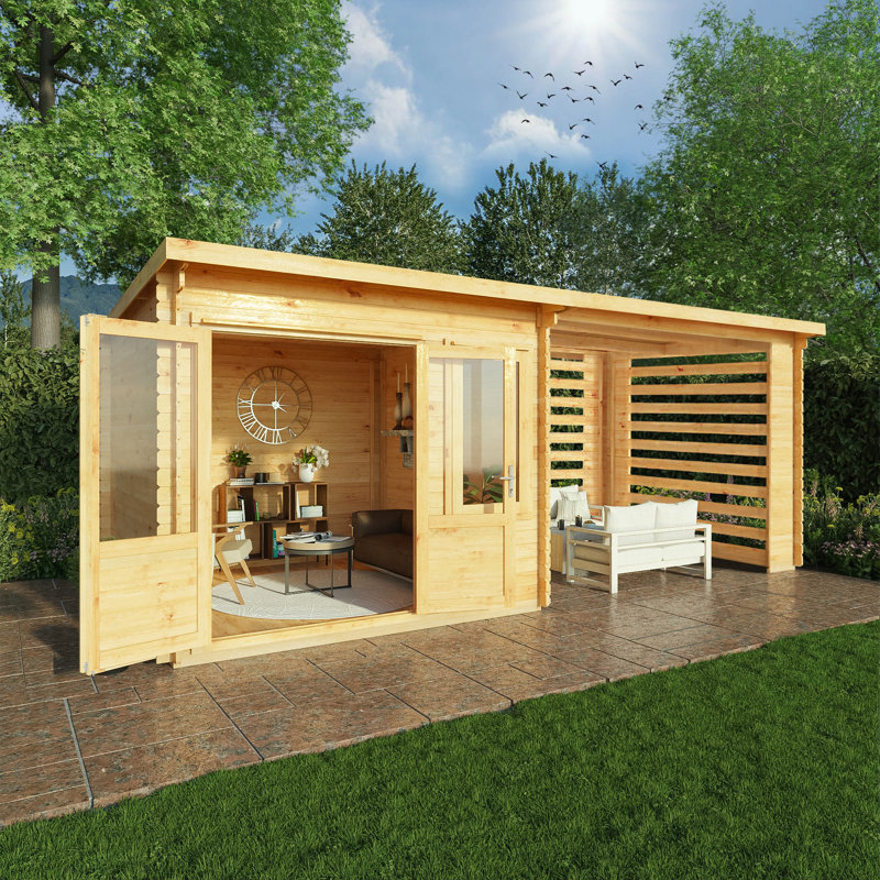 Mercia 20ft x 10ft Elite Pent Log Cabin With Slatted Area (28mm)