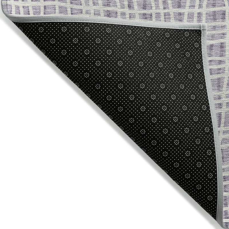 Tapis intérieur lavable rayé mauve et ivoire 3 pi x 5 pi lilas