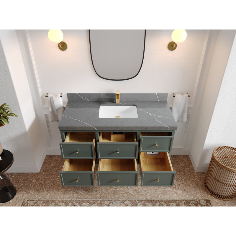 Ensemble de meuble-lavabo simple 48 po Roswell, Gris Piatra