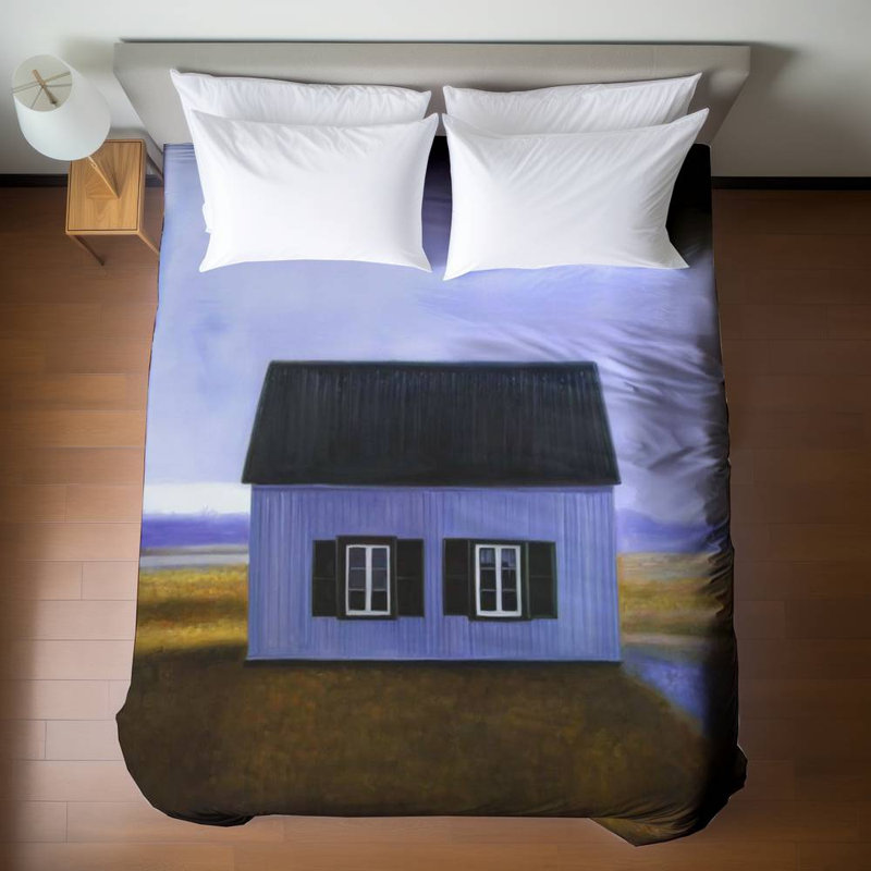 Blue Barn Rustic Queen Duvet Cover - Blue Bedroom Decor