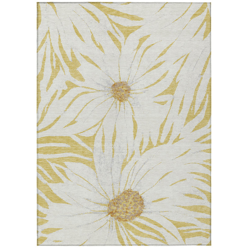 Machine Washable Indoor/Outdoor Oliveras ACN2263 Floral Rug, Rectangle 3' x 5'