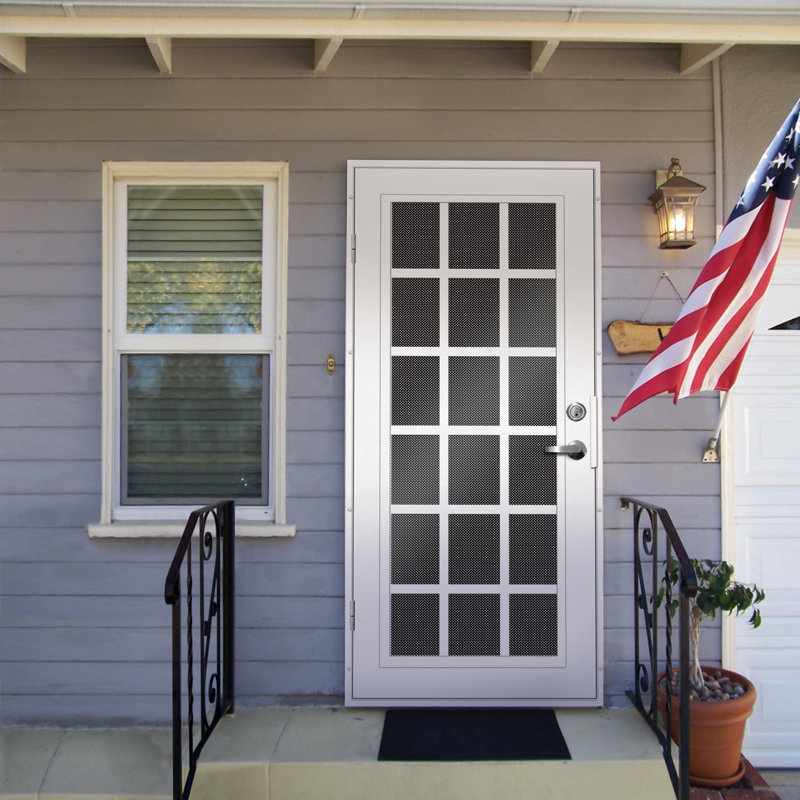 Titan White Aluminum Security Door with Black Screen, 32-in x 80-in