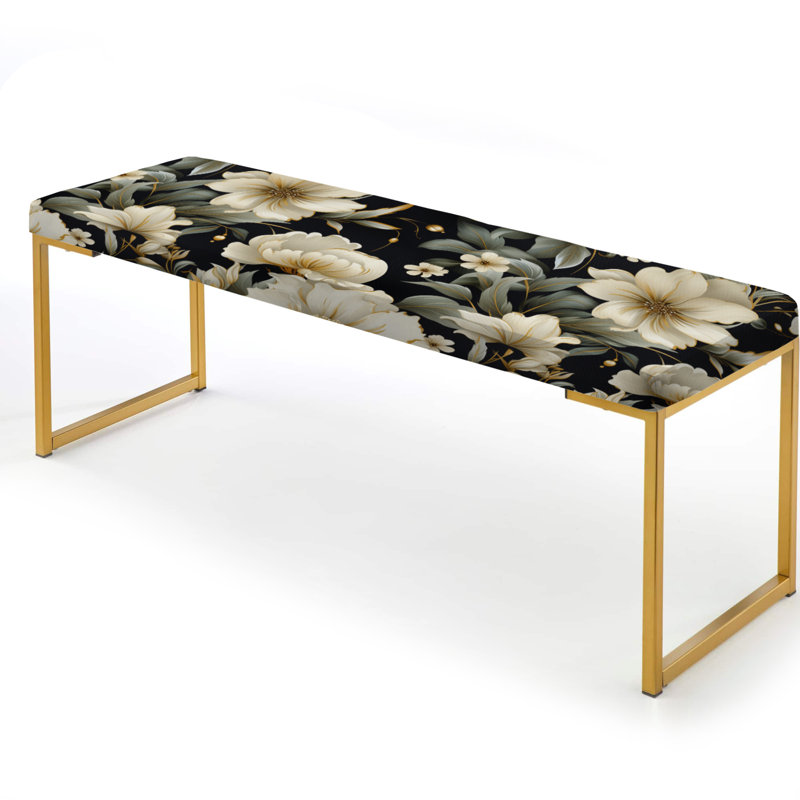 Contemporary Motifs Victorian Pattern XI - Floral Upholstered Gold Bench