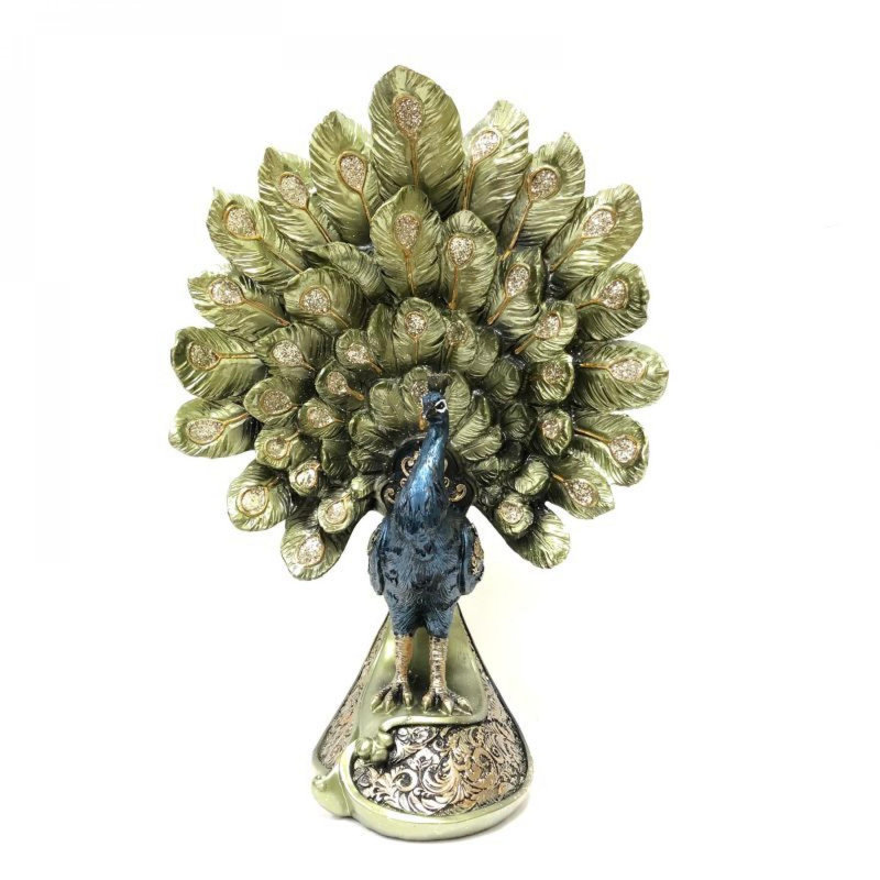 Figurine paon sur un piédestal
