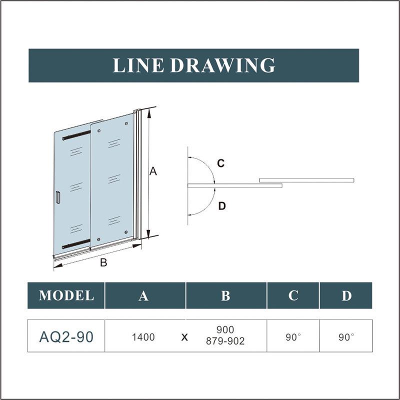 Nkenge 900mm W x 1400mm H Tub Door with Glass