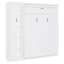 Lit escamotable double pleine grandeur avec tablettes, garde-robe et lumières DEL, blanc