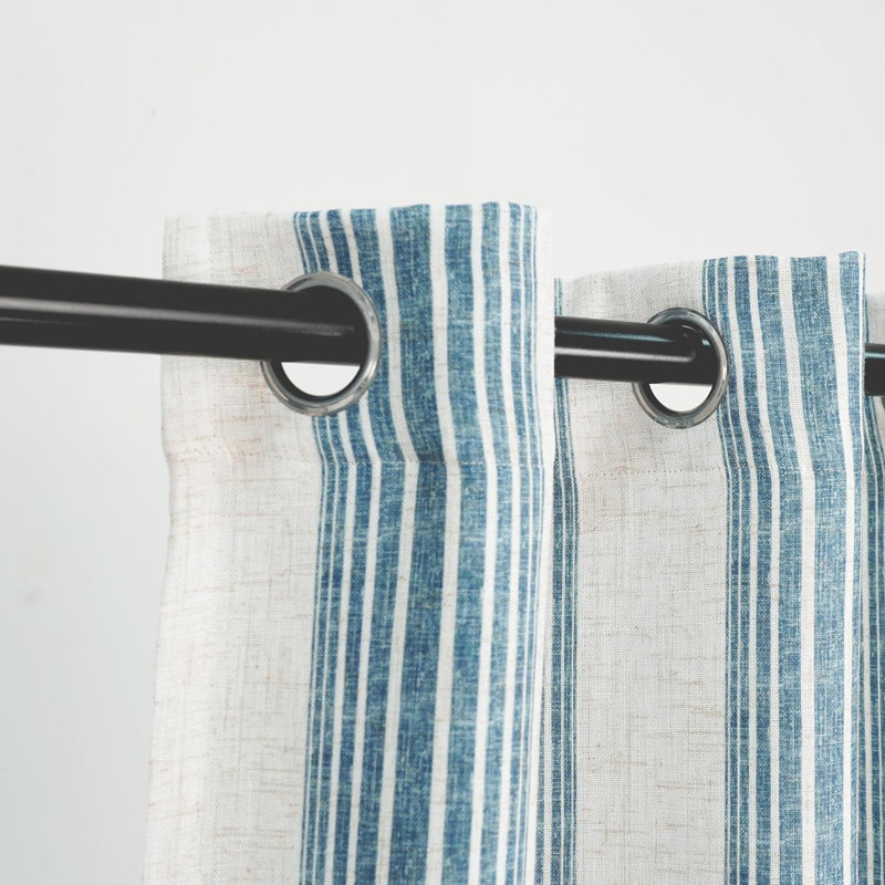 Romelia Saki Print Room Darkening Grommet Curtain Panel, 52" W x 90" L, Jean Navy