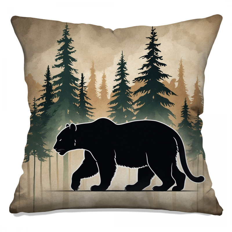Bear In Forest Silhouette Double Sided Throw Pillows, 26 x 26 inches