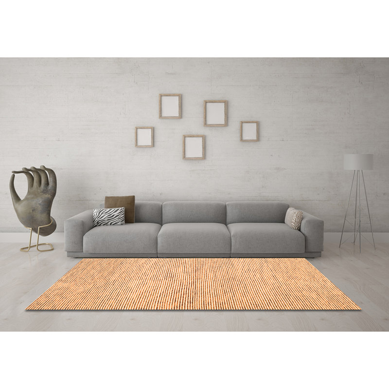 Tapis orange tissé à la machine Aubriyana, Carré 6 pi