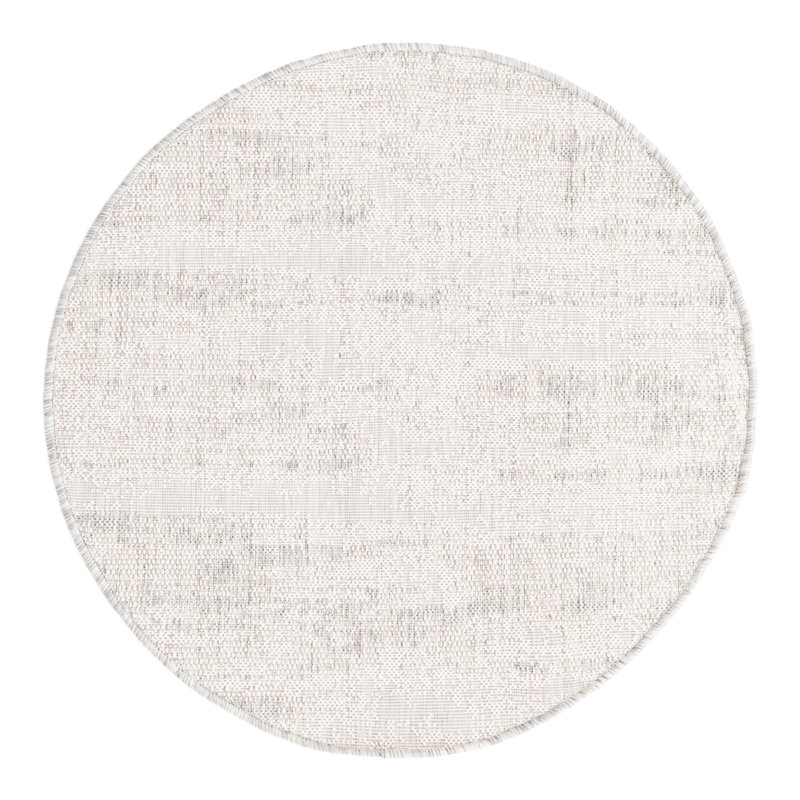 Bruss Gray Indoor/Outdoor Modern Rug, Round 3'1"