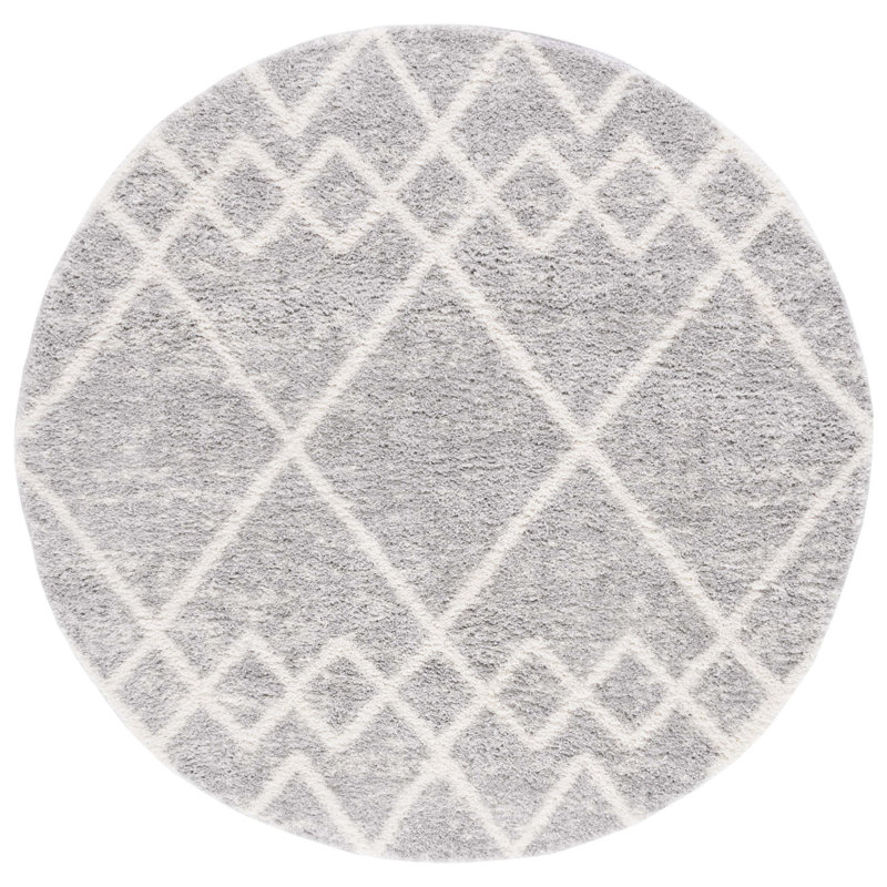 Tapis à poil long Baiden, Rond 5 pi 5 po