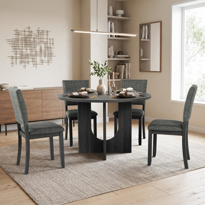 Ensemble de salle à manger 5 pièces, table ronde avec 4 chaises d'appoint pour la salle à manger