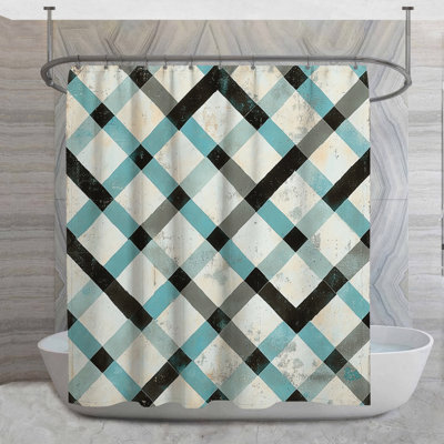 Checkered Pattern Shower Curtain -  Abstract Bathroom Decor Industrial