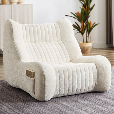 Comfy Lazy Floor - Bean Bag Chair For Adults With , High Sponge And Chenille Material Home Office Fabric, Reading In