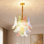 Lustre 5 lumières en cristal coloré de style français à intensité variable