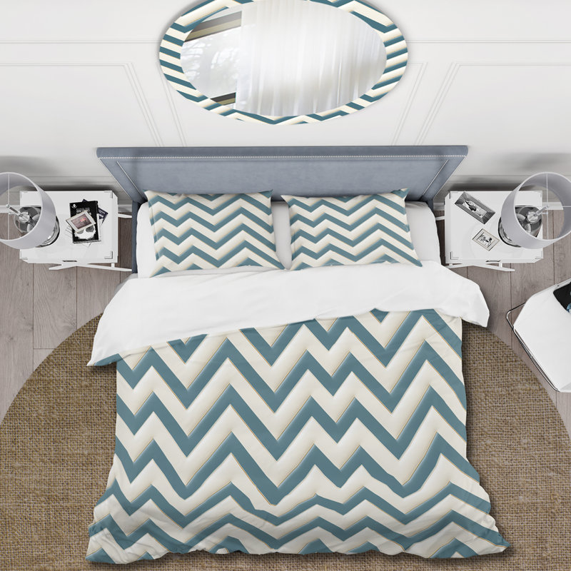 Ensemble de housse de couette scandinave à chevrons élégants, Housse de couette pour grand lit et 2 taies décor